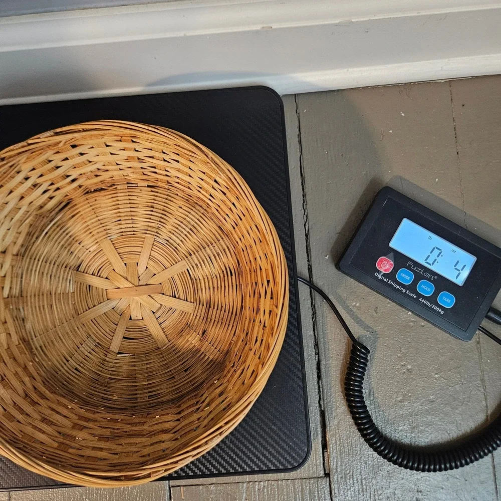 Vintage Natural Woven‎ Bamboo Round Basket Boho Farmhouse Fruit Bowl 8.5 Inch